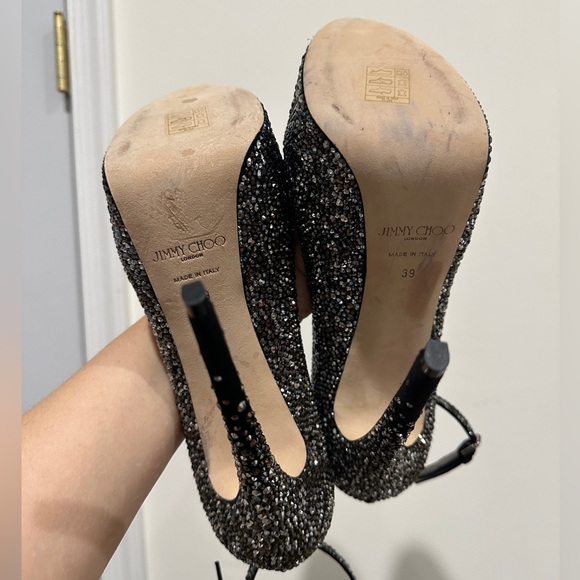 Authentic Jimmy Choo Suede Platform Crystal Pumps - Picture 9 of 13